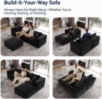 Avenco 141” U-Shaped Modular Sectional with 4 Ottomans, Individually Wrapped Coil Support & Corduroy Fabric, Zero Assembly 8-Piece Set for Spacious Living Room, Black - Image 4