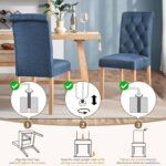 Yaheetech Dining Chairs Set of 4 Fabric Upholstered Dining Room Chairs with Button Tufted High Back and Solid Wood Legs for Kitchen/Living Room/Restaurant, Modern Style, Blue - Image 8