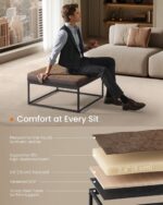 SONGMICS Home LUIZ Collection - Ottoman, Square Coffee Table, Footstool, Reversible Top, Padded Seat, Side Table, Minimalist, Steel Frame, Max. Load 660 lb, for Living Room, Walnut Brown ULOM077K01 - Image 6