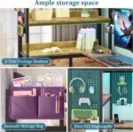 Loft Bed with Desk,Twin Loft bed with Desk & LED Lights and Charging Station,Bunk Bed with Desk & 5 Large Drawer Cabinets and 2 open Shelves,Loft Bed Twin Size with Safety Guard Ladder,Vintage Brown - Image 9