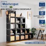 Mavivegue Bookcase, 18-Cube Extra Large Book Shelf, DIY Cube Storage Organizer for Bedroom, Living Room, Home Office - Black - Image 10