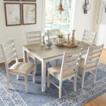 Signature Design by Ashley Skempton Cottage Dining 7 Piece Set – Rectangular Table & 6 Upholstered Chairs | Coastal Chic Meets Farmhouse, Whitewash - Image 3