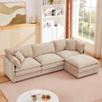 Eafurn Oversized Reversible Modular Sectional Sofa with Movable Ottoman, 4 Seater Convertible L Shaped Corner Couch Modern Chenille Sofa Set w/Double Layers Seat Cushions for Living Room Apartment - Image 2
