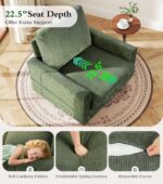 Kidirect 35.5in Corduroy Sofa Accent Chair, Tool-Free Setup Living Room Couch Accent Chairs, Reading Chair for Bedroom 22.5in Extra Deep Seats, Comfy Arm Chairs for Office, All-Wood Reading Nook Green - Image 5