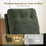 Rocking Chair Nursery, Nursery Rocking Chairs with Side Pocket, Teddy Fabric Glider Rocker Nursing Chair with High Back for Living Room, Bedroom, Green - Image 4