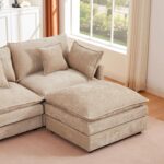 Eafurn Oversized Reversible Modular Sectional Sofa with Movable Ottoman, 4 Seater Convertible L Shaped Corner Couch Modern Chenille Sofa Set w/Double Layers Seat Cushions for Living Room Apartment - Image 9
