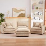 Eafurn Oversized Reversible Modular Sectional Sofa with Movable Ottoman, 4 Seater Convertible L Shaped Corner Couch Modern Chenille Sofa Set w/Double Layers Seat Cushions for Living Room Apartment - Image 4