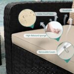 6 Piece Patio Furniture Set, Wicker Patio Conversation Sets with Swivel & Recline Chairs, Outdoor Sectional Sofa Sets with 2 Storage Ottoman, Outdoor Patio Recline Set for Backyard - Image 8