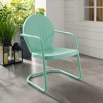 Crosley Furniture Griffith Outdoor Chair, Retro Metal Patio Chairs for Dining, Porch, Deck, Balcony, Aqua - Image 6