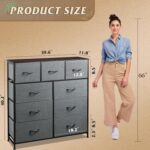 WLIVE 9-Drawer Dresser, Fabric Storage Tower for Bedroom, Hallway, Entryway, Closet, Tall Chest Organizer Unit with Fabric Bins, Steel Frame, Wood Top, Easy Pull Handle, Dark Grey - Image 4