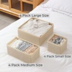 12 Pack Drawer Organizer Clothes, Foldable Fabric Dresser Organizer Closet Organizers and Storage Box for Underwear,Folded Clothes,Baby Clothing,Socks,Bra,Towels,Ties(12 Pack,Beige) - Image 5