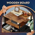 DEVAISE 2 Drawer Mobile File Cabinet, Rolling Printer Stand with Open Storage Shelf, Fabric Vertical Filing Cabinet fits A4 or Letter Size for Home Office, Rustic Brown Wood Grain Print - Image 6