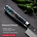 Japanese Chef Knife, 8 Inch Damascus Kitchen Knife with VG10 Steel Core, Professional Black Forged Kitchen Knives with Ergonomic Handle, Leather Sheath & Luxury Gift Box, Cooking Gifts for Men Women - Image 6