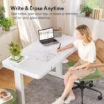 FLEXISPOT Comhar Electric Pure Glass Standing Desk with Drawer Desktop & USB Charge Ports, 48" Ergonomic Height Adjustable Sit to Stand Desk for Home Office (White, Glass) - Image 6