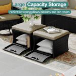 6 Piece Patio Furniture Set, Wicker Patio Conversation Sets with Swivel & Recline Chairs, Outdoor Sectional Sofa Sets with 2 Storage Ottoman, Outdoor Patio Recline Set for Backyard - Image 5