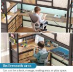 Loft Bed with Desk,Twin Loft bed with Desk & LED Lights and Charging Station,Bunk Bed with Desk & 5 Large Drawer Cabinets and 2 open Shelves,Loft Bed Twin Size with Safety Guard Ladder,Vintage Brown - Image 5