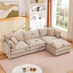 Eafurn Oversized Reversible Modular Sectional Sofa with Movable Ottoman, 4 Seater Convertible L Shaped Corner Couch Modern Chenille Sofa Set w/Double Layers Seat Cushions for Living Room Apartment - Image 6