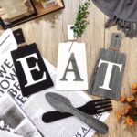 Jetec Cutting Board Eat Sign Set Hanging Art Kitchen Eat Sign Fork and Spoon Wall Decor Rustic Primitive Country Farmhouse Kitchen Decor for Home Decoration(Black, White, Gray) - Image 8