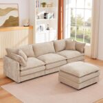 Eafurn Oversized Reversible Modular Sectional Sofa with Movable Ottoman, 4 Seater Convertible L Shaped Corner Couch Modern Chenille Sofa Set w/Double Layers Seat Cushions for Living Room Apartment - Image 5
