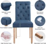 Yaheetech Dining Chairs Set of 4 Fabric Upholstered Dining Room Chairs with Button Tufted High Back and Solid Wood Legs for Kitchen/Living Room/Restaurant, Modern Style, Blue - Image 6