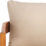 SAFAVIEH Outdoor Collection Owen Natural Teak Solid Wood/Taupe Cushion 3-Seater Sofa - Image 11