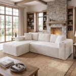 Shintenchi Boneless Couches for Living Room,Modular Sectional Sofa with 2 Cup Holders,Memory Foam Cloud Couch with L Shaped Oversized Chaise,No Assembly Needed Plush Corduroy Sofa,White - Image 2