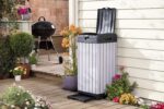 Keter Rockford 38‑Gallon Outdoor Trash Can – Resin Patio Garbage Bin with Locking Lid & Easy‑Clean Drip Tray, Weather‑Resistant Design, Grey - Image 5