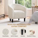 Yaheetech Barrel Chairs, Furry Accent Chairs with Soft Padded Armrest for Living Room Bedroom Waiting Room Office, Set of 2, Ivory - Image 6