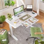 FLEXISPOT Comhar Electric Pure Glass Standing Desk with Drawer Desktop & USB Charge Ports, 48" Ergonomic Height Adjustable Sit to Stand Desk for Home Office (White, Glass) - Image 5