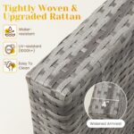 7 Pieces Outdoor Patio Furniture Sets with Glass Tea Table, PE Rattan Wicker Patio Conversation Set with Washable Cushions, Outdoor Patio Sectional Sofa Couch, Beige - Image 6