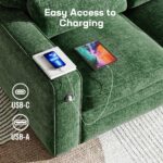 Marsail Pull Out Sofa Bed, Full Size Sleeper Sofa with Memory Foam Mattress, 2 USB Charging Ports & Removable Covers, Chenille Loveseat Couch for Living Room, Apartment, Green - Image 7