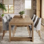Tribesigns 86.61-Inch Dining Table for 6 People, Modern Narrow Long Kitchen Table with Pedestal Base, Farmhouse Extra Long Rectangular Dining Room Furniture, 27.56 x 86.61 x 29.53 Inches, Oak - Image 9