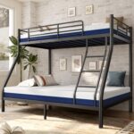 Bunk Beds Twin Over Full Size with 6'' Mattresses Included, Heavy Duty Metal Bunk Bed Frame with Angled Ladder for Teens and Adults, for Spaces-Saving, Smooth Rounded Edges, Black - Image 2
