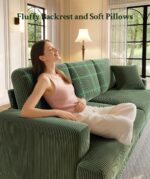 87.2" Couches for Living Room, Comfy Green Couch 7.5" Extra Thick Cushion, Sofas for Living Room Tool-Free Setup, Loveseat Sofa 848lbs Support, Corduroy Couch for Bedroom, Apartment, Office - Image 5