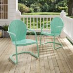 Crosley Furniture Griffith Outdoor Chair, Retro Metal Patio Chairs for Dining, Porch, Deck, Balcony, Aqua - Image 10