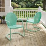 Crosley Furniture Griffith Outdoor Chair, Retro Metal Patio Chairs for Dining, Porch, Deck, Balcony, Aqua - Image 11
