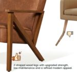 Yaheetech Accent Chair, Armchair with Strong Wood Frame, PU Leather Modern Retro Lounge Chair for Living Room/Lounge/Office/Reception Area, 2 Pieces, Light Brown - Image 8