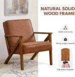 Yaheetech Accent Chair, Armchair with Strong Wood Frame, PU Leather Modern Retro Lounge Chair for Living Room/Lounge/Office/Reception Area, 2 Pieces, Light Brown - Image 9