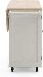 Homestyles Dolly Madison Off-White Mobile Kitchen Island Cart with Wood Drop Leaf Breakfast Bar - Image 11