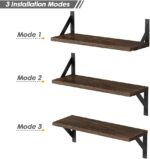 Rustic Floating Shelves Wall Mounted Set of 3, 17 Inch Natural Wood Wall Shelves, Decor Storage Shelf for Bedroom Bathroom Living Room Office Pictures Plants Books Cats TV (Rustic Brown) - Image 7