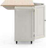 Homestyles Dolly Madison Off-White Mobile Kitchen Island Cart with Wood Drop Leaf Breakfast Bar - Image 10
