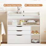 Pipleo Baby Changing Table Dresser with 3 Drawers and 3 Storage Shelves, Can be Used as a Baby Dresser with Changing Table Top, a Baby Changing Station, a Wood Diaper Changing Station (White) - Image 4