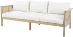 Christopher Knight Home Teras Acacia Wood Outdoor 3 Seater Sofa with PE Wicker Armrest, Solid Wood Patio Sofa with Removable Cushion, Comfy Lounge Sofa for Patio Furniture Set, Light Teak+Beige - Image 6
