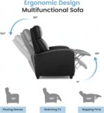 Simple Deluxe Recliner Chair - Adjustable Push Back PU Leather Recliner, Plush Reading Chair & Luxe Sofa Chair for Living Room Chairs or Bedroom Chair, Single Recliner for Home Theater - Image 6