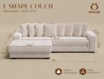 ohllob 110" Modular Sectional Sofa, L Shaped Couch with Chaise Lounge, Fluffy Corduroy Cloud Couch with Deep Seat for Living Room (Beige) - Image 3