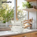 SENSARTE Nonstick Ceramic Cookware Set, 13-Piece Non-toxic Pots and Pans Set, Healthy Kitchen Cooking Set with Stay-Cool Handles, Silicone Tools and Pot Protectors, PFAS Free - Image 8