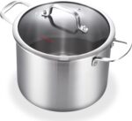 DELARLO Tri-Ply Stainless Steel 8 Quart Stock Pot, Heavy-Duty, All Stove Compatible, Up to 600℉ Soup Pot with Lid, 18/10 Induction Big Stockpot with Lids, Large Stainless Steel Induction for Cooking - Image 2
