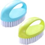 2 Pack Scrubbing Brushes for Cleaning, Heavy Duty Scrub Brush Nylon Stiff Bristles,Scrubber Cleaner Brush for Bathroom,Showe,Sink,Kitchen,Bathtub,Floor,Multi-Purpose Cleaning Brush (Green+Blue) - Image 2