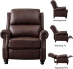 CANMOV Pushback Recliner Chair Faux Leather Armchair Push Back Recliner with Rivet Decoration Single Sofa Accent Chair for Living Room, Reddish Brown - Image 3