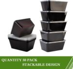 Meal Prep Containers 50Pack - 34oz Food Storage Containers with Lids, Reusable Food Prep Containers, Disposable To Go food Containers for Takeout, BPA Free, Stackable, 1000ml, Microwave/Freezer Safe - Image 6